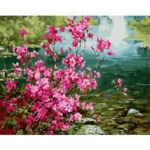 모모픽스페인팅 DIY 명화 그리기 세트 40 x 50 cm, 1개, 개울가의 철쭉 봄꽃