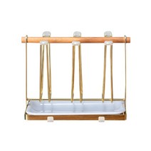 윈프라이스 우드 스탠드 6구 컵걸이, 1개, 골드