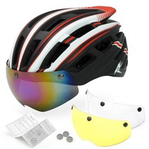 ACEPEED 자전거 고글 헬멧, 3 블랙 화이트 레드