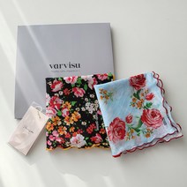 바비수 로린 플라워 손수건 스카프 2종 세트 + 선물 케이스