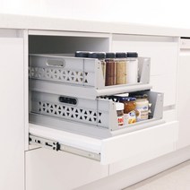 가쯔 오픈 슬라이딩 수납정리 폴딩 리빙박스 중형, 2개, 그레이