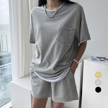 세컨그라운드 여성용 스티치 반팔 트레이닝 세트