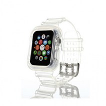 루아러블 애플워치 호환 실리콘 스트랩 풀커버 케이스 일체형 밴드, 투명