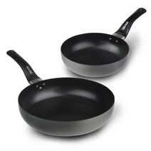 쿡앤쿡 하드앤롱 하드 아노다이징 프라이팬 2종 세트, 블랙, 프라이팬 20cm + 26cm