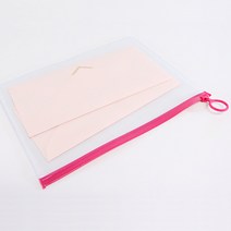 투명 원단 핑크 링고리 PVC 지퍼백 25 x 18 cm, 10개입, 1개