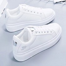 장미 꽃한송이 자수 화이트 심플 스니커즈