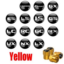 렉서스 CT200h F 스포츠 ES 용 자동차 밸브 캡 금속 합금 로드 산악자전거 타이어 먼지 보호 커버 액세서, 03 YELLOW_01 For LEXUS