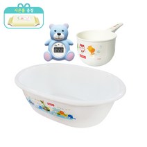 FisherPrice 피셔프라이스 신생아욕조 + 목욕바가지 + 탕온계 + 물티슈 20매입, 화이트