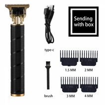 Modlauna 빈티지 이발기 이발소 가정용 이발기 전문남성 방수 이발기, B, USB 충전식