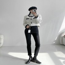 옷자락 여자 기모스키니 크림진 쫀득 겨울 청바지
