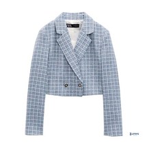 자라 자켓 ZARA 여성 코튼 숏기장 체크무늬 러블리 정장 7901026