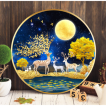 실십자수 도안 세트 황금 돈나무 금나무 금전수 사슴 돈 복들어오는 패키지 11ct, 원형사슴십자수 세트