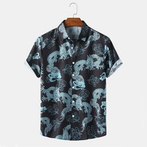 남성 캐쥬얼 셔츠 용무늬 남방 드래곤 셔츠 해수욕장복장코디