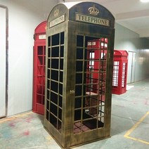철제 영국 공중전화 부스 소품 인테리어 호텔 장식 레트로 홍콩 풍장 장식용, 1.2m 구리색 일반 모델
