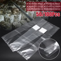 50/100Pcs PVC 버섯 자란 가방 미디어 성장 기판 고온 프리 Sealable 정원 용품 곰팡이 심기 도구, 320x650x0.06mm, 100pcs, 02 100pcs_06 320x650x0.06mm