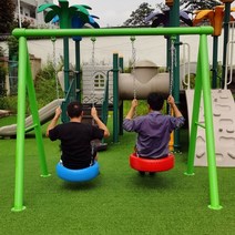 키즈 카페 놀이터 펜션 대형 2인 그네 놀이 시설 기구, 에메랄드