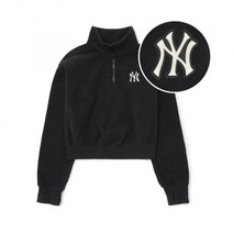 MLB 여성 스키 마이크로 플리스 반집업 맨투맨 NY Black