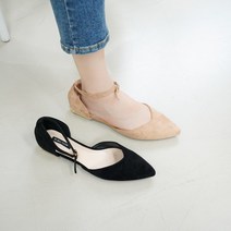 트렌드온 T86947 오픈슈즈 인조스웨이드 사이드오픈단화 여자구두 2cm