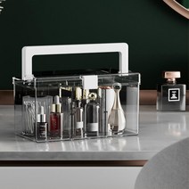 메이크업 소품정리 3칸분리 핸들 뷰티박스 종류별 악세사리 견고한 튼튼한, 그린