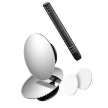 Baseus 2 pcs 자동차 미러 맹인 스포트 와이드 앵글 사이드 hd 라운드 안티 안개 후면보기 무테 볼록 거울, CHINA, Sliver, [01] Sliver