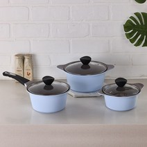 키친웰 벨로스 세라믹 코팅 냄비 3종세트, 스카이블루_양수냄비 16cm + 20cm + 편수냄, 양수냄비 16cm + 20cm + 편수냄비 1