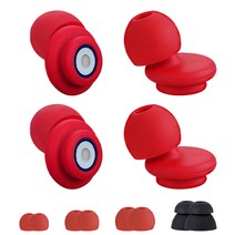 [아기이어플러그] Holotap 소음방지 귀마개 실리콘 이어플러그 2쌍 세척 및 재사용 가능, 빨간색