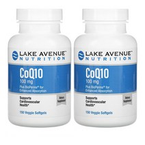 레이크에비뉴 CoQ10 코엔자임 코큐텐 Q10 큐텐 100mg 바이오페린 BioPerine 유비데카레논 365베지 소프트젤 X 2통
