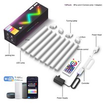 스마트 와이파이 앱 제어 글라이드 RGBIC LED 벽 조명 알렉사 구글 어시스턴트와 함께 작동 게임 TV 침실 장식 스트립, [04] Wifi8 Lamp, [03] With UK Adapter