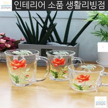 장미 물컵SET 꽃무늬 명절선물 주스 가정용 유리컵 물잔SET 플라워 은은한 연말선물, 대3P