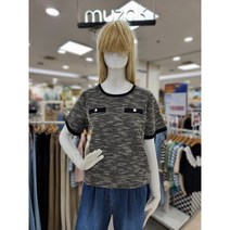 무자크 여름 라운드넥 배색 트웨이트 심플 티 MM6WTS04