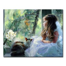 DIY캔버스페인팅 명화그리기 -인물 40x50, F16_소녀와 고양이
