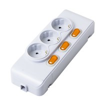 현대 노출 3구 콘센트 접지형 연속연결 개별스위치 KS=국산제품 220V 인테리어 전기재료