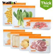 음식물 쓰레기 냉장고 건조기 분쇄 WALFOS-식품 보관 가방 재사용 가능한 냉동고 지퍼 백 누출 방지 상단 실리콘 제로 폐기물 없음 주방 오거나이저 FDA BPA, 10X9 inch