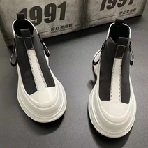 하이탑 캐주얼 지퍼 캔버스 두꺼운 밑창 슈즈