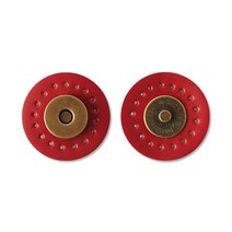 [동대문패션포인트] 자석 가죽 스냅 똑딱이 단추 3개, 원형자석, 레드