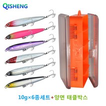 치승 농어 광어 삼치 우럭 쏘가리 미노우 미끼 배스 루어낚시 세트, 싱킹-10g*6종, 혼합색상