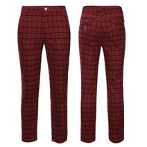 남성 국산 골프웨어 체크 패턴 스판 캐주얼 바지 FW-PTWG-803-3-레드