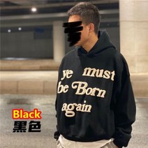 3D 폼 프린트 헤비 패브릭 카니예 웨스트 후드 남성 여성 1:1 럭키 미 I See 고스트 후드 키즈 고스트 후드 Ye 스웨터, M, Black