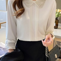 오너클랜 비즈 카라넥 심플 블라우스 하객룩 오피스룩