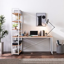 디엔 켈트 H형 1600 책상+6단 선반책장 세트, 1600 H책상 - 블랙