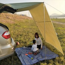 HL) 차박용 렉타타프 사이드텐트 캠핑 방수타프 타프 그늘막, 카키M