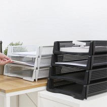 복사실 A4 이면지보관함 트레이바구니 1P 작업실 파일정리 서류분류 문서함, 가로 블랙