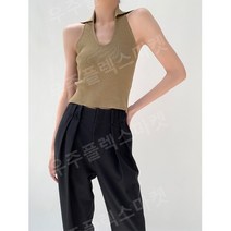 수입 여성 의류 명품 결혼식 하객룩 홀터 넥 카라 니트 민소매 나시