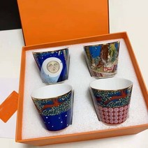4 개대 크리 에이 티브 머그 커피 컵 중국 하이 티 컵 세트 taza Personalizada 커플 선물 세라믹 뮤 귀여운 커피 머그잔 및 컵, 201-300ml, [01] 1