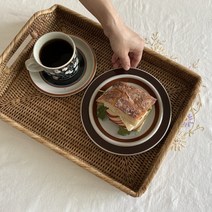 라탄트레이 손잡이 빵 사각바구니, 라탄카페트레이 L