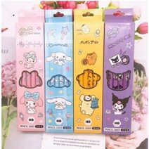 (최저가) 산리오연필 12P 쿠로미 시나모롤 마이멜로디 폼폼푸린 학용품 필기도구, 쿠로미(보라색)