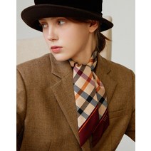 22FW [SILK 100%]브라운 체크프린트 쁘띠 실크스카프 DCSC2F123W2