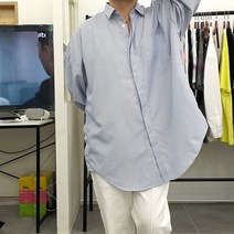 희상장 남여공용 무지엔스트라이프 리얼 오버핏 하프 카라셔츠
