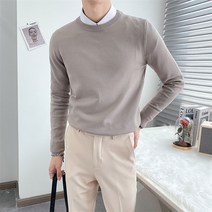 스웨터니트셔츠 밝은색상 카라멜 남성 라운드넥 멋진 이너티셔츠 캐쥬얼 630 P40 4995221524