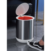 풋 스타일 스텐휴지통 원형 5L 2color, 그레이
